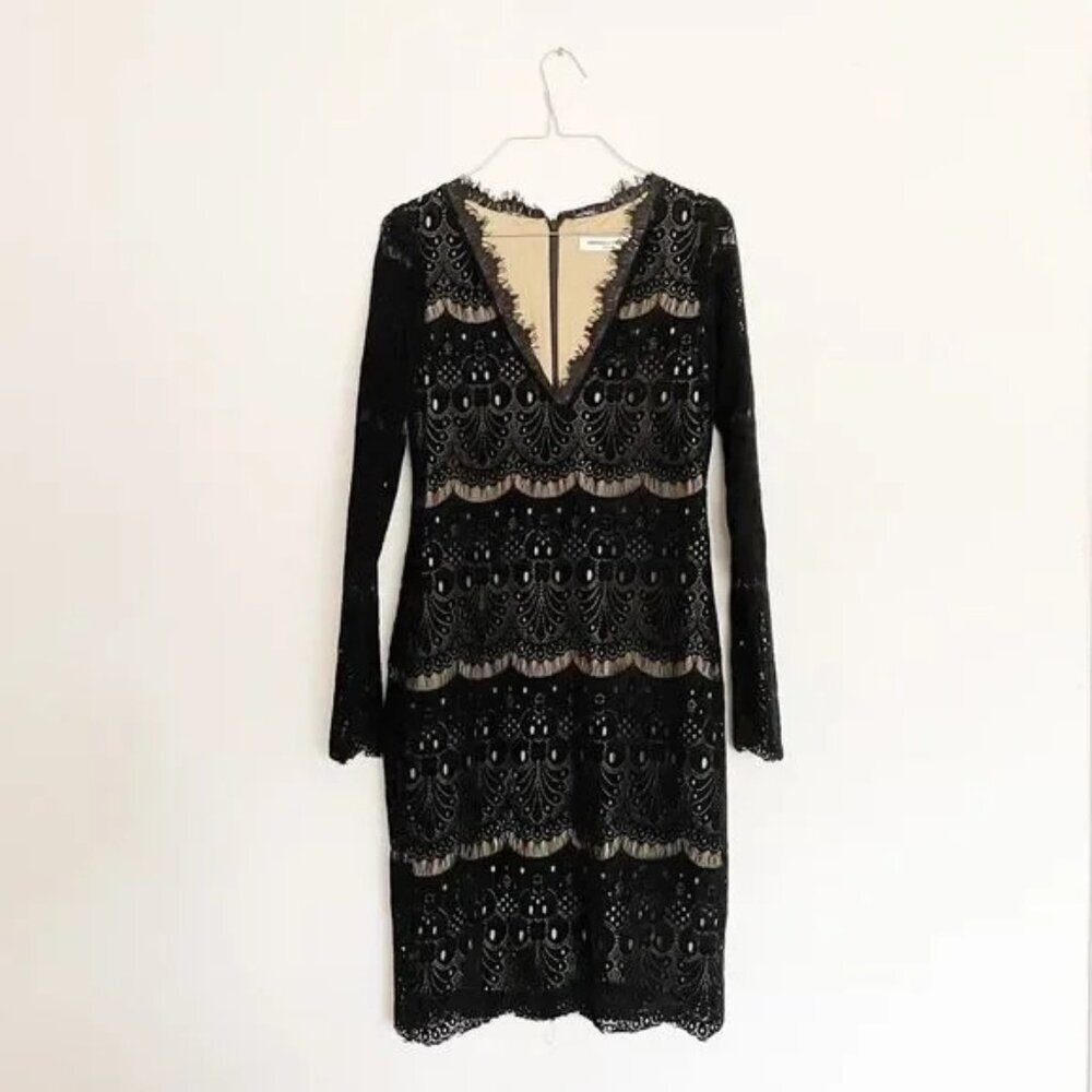 Amanda Uprichard Black Mini Dress Size S Lace NWOT $245 Mari Velvet - Picture 2 of 4